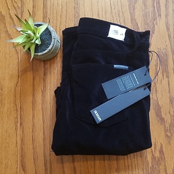 Hudson Jeans Denim - Hudson Black Velvety High Waisted Skinny Jeans